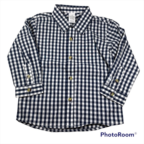 Other - NWOT navy blue checkered woven shirt size 3T